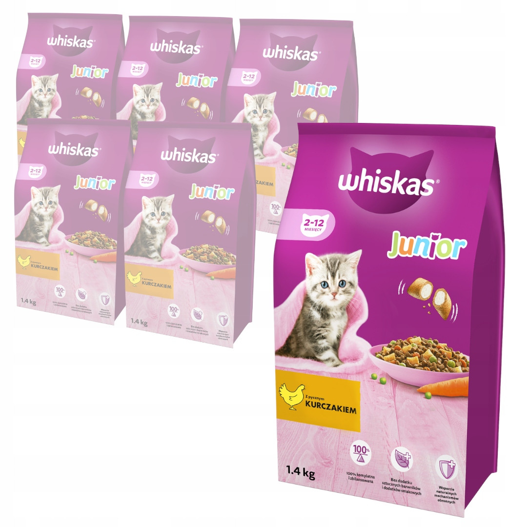Whiskas Junior S Kuřecím Sucha krmivo pro kočky 6x1,4kg