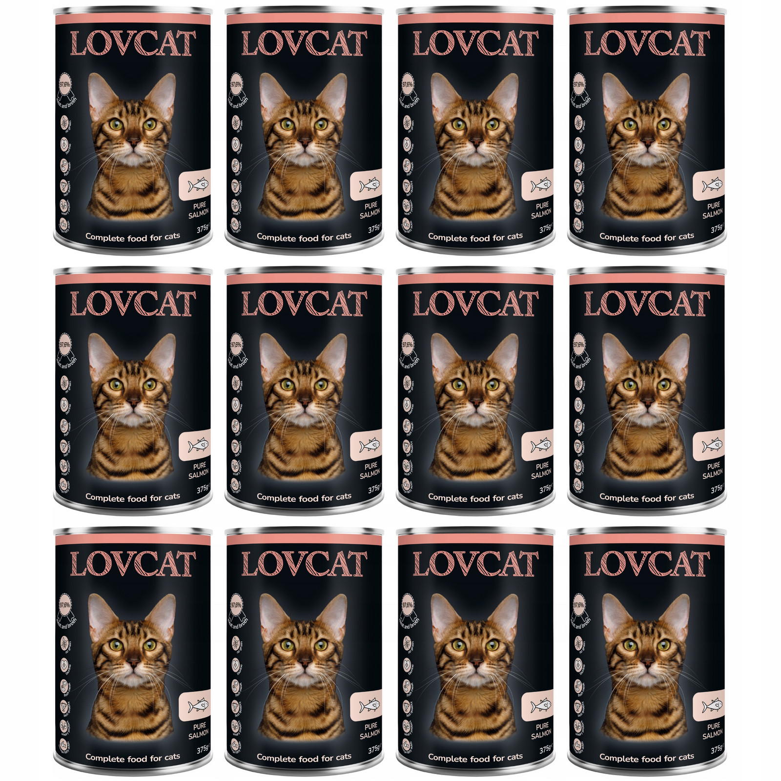 Lovcat krmivo Monobialová kočka s lososem 12x375g