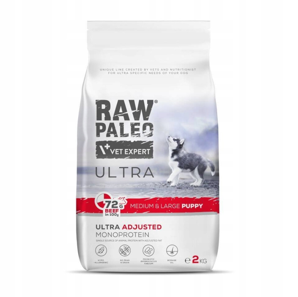 Raw Paleo Ultra Beef Medium&Large Puppy 2kg Krmivo s hovězím masem pro štěňata