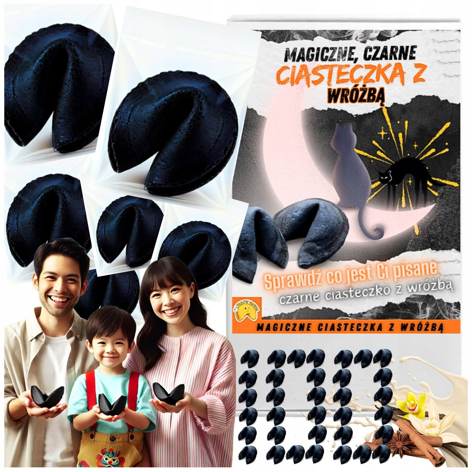 Sušenky s věštbou jako dárek poděkování hostům narozeniny černé 100