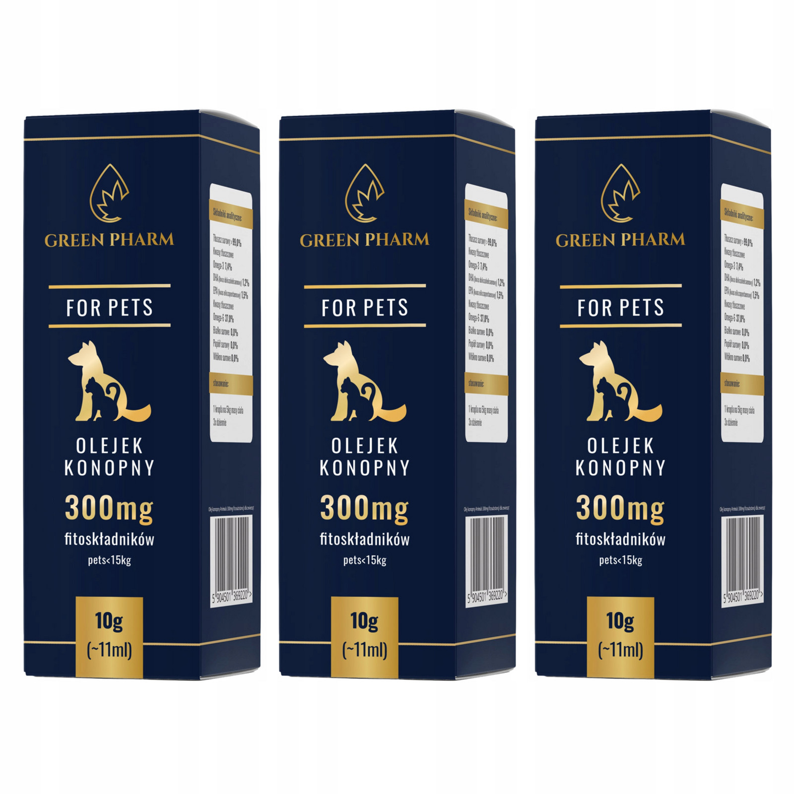 3x Cbd Konopný olej pro psa 3% 11ml Bez Thc Veterinární