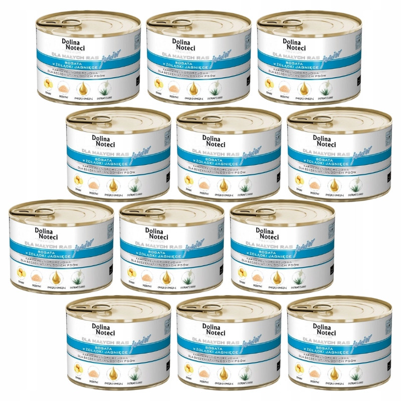 Dolina Noteci Premium pro psy Junior bohaté na jehněčí žaludky 12x185g