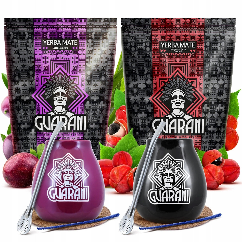 Yerba Mate Set Guarani Energie Maracuya tykev bombilla 2x500g Pro Dva