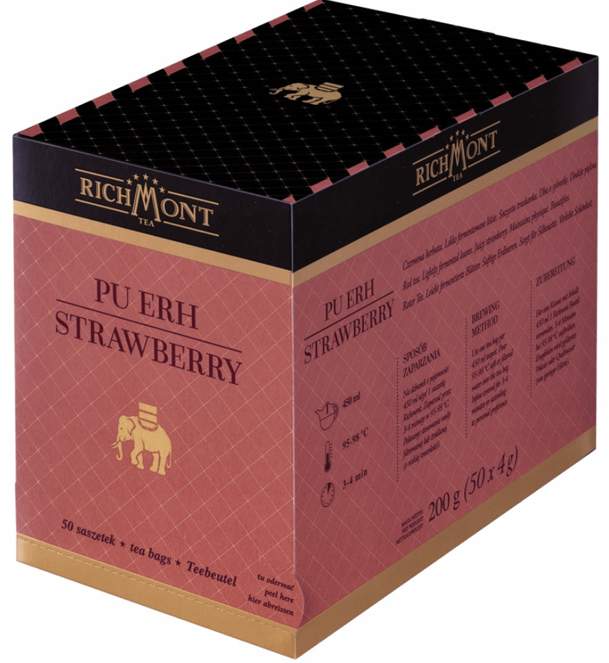 Červený Čaj Richmont Pu-Erh Strawberry 50 sáčků Puerh Jahoda
