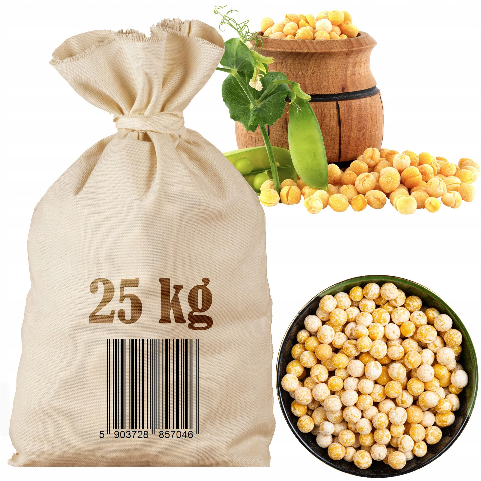 Hrách Žlutý Celý loupaný 25kg Přírodní sáček