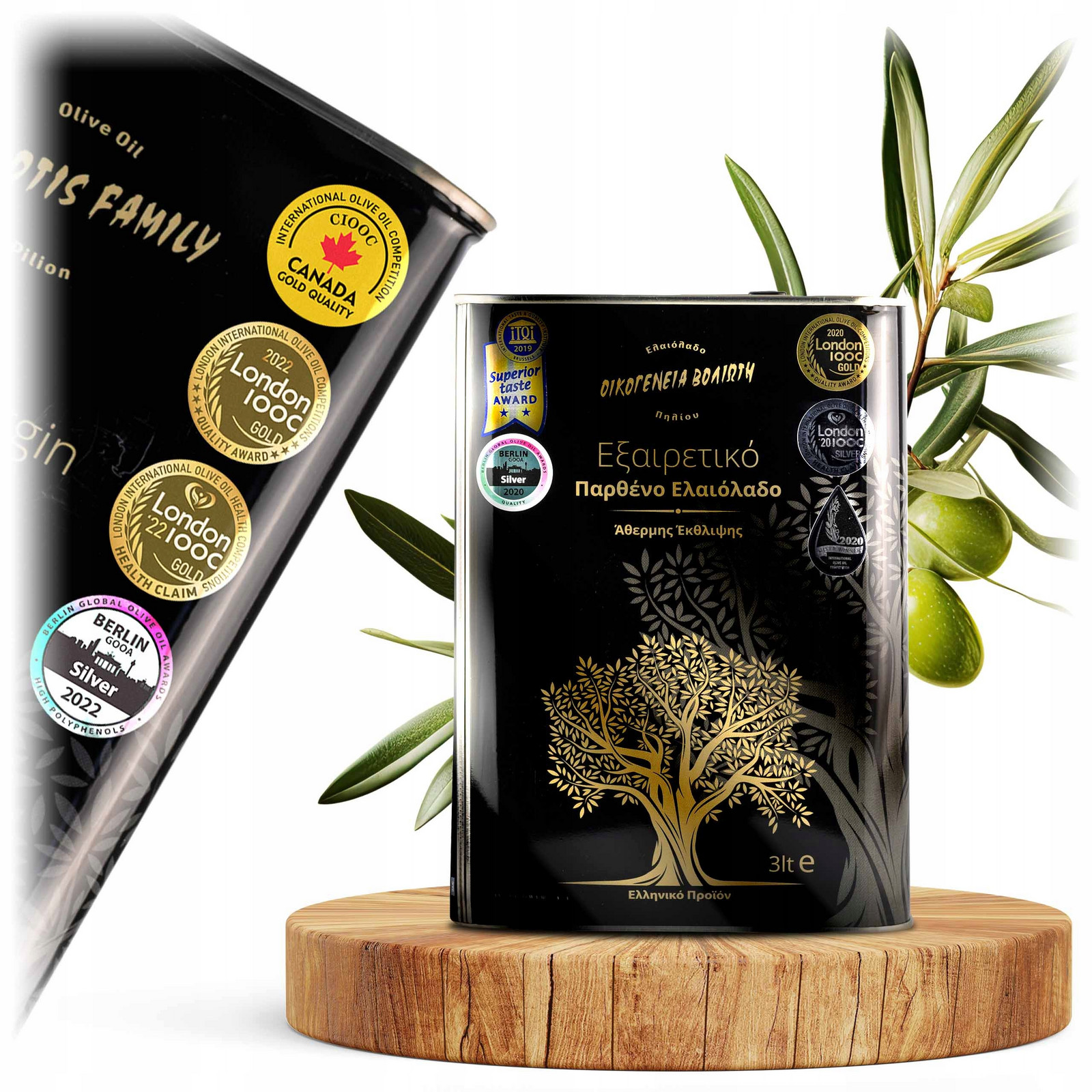Řecký extra panenský olivový olej 3 l, Nefiltrovaná kvalita, Čerstvý, 24/25