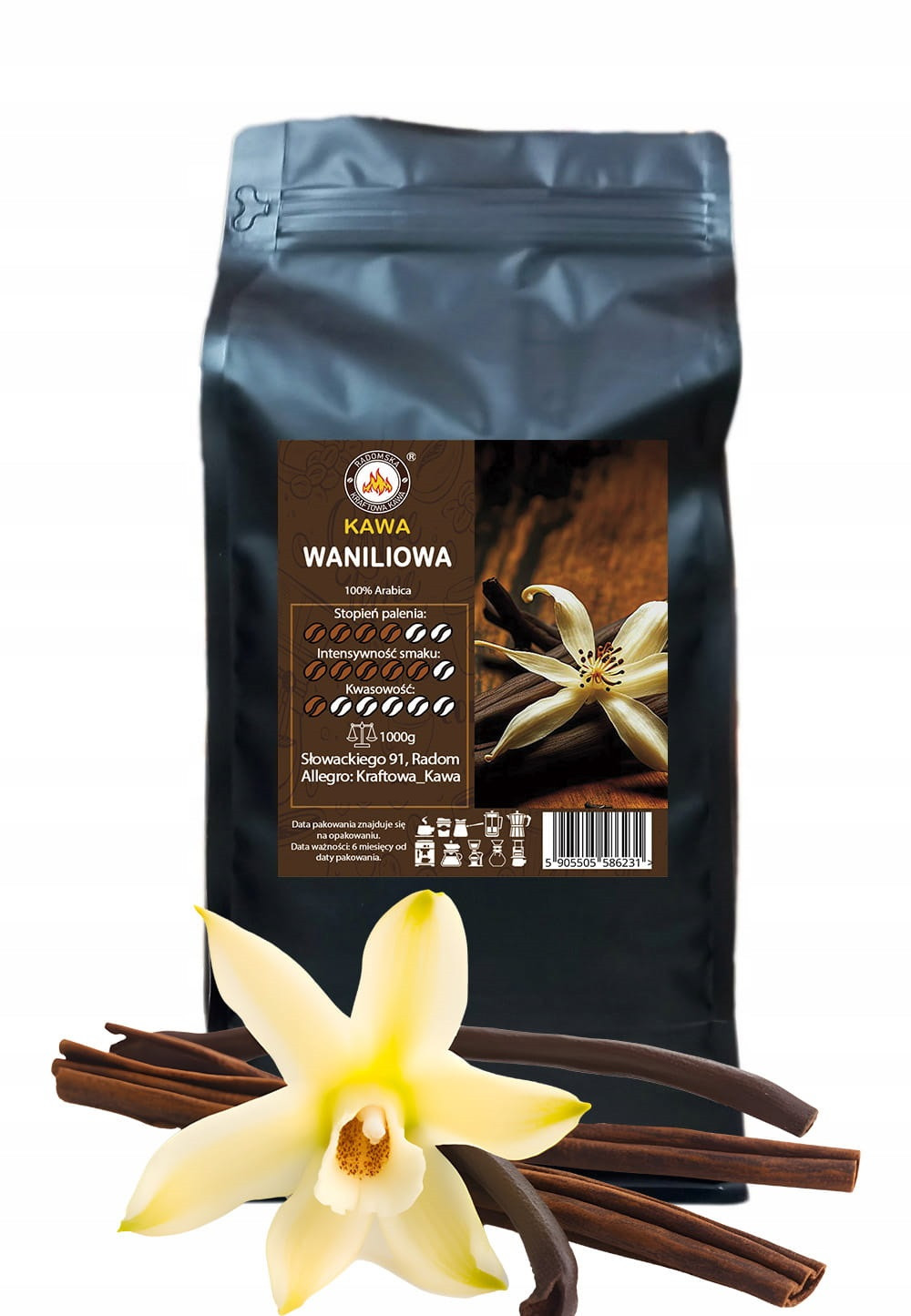 Vanilková ochucená káva 1000g Arabica 100%