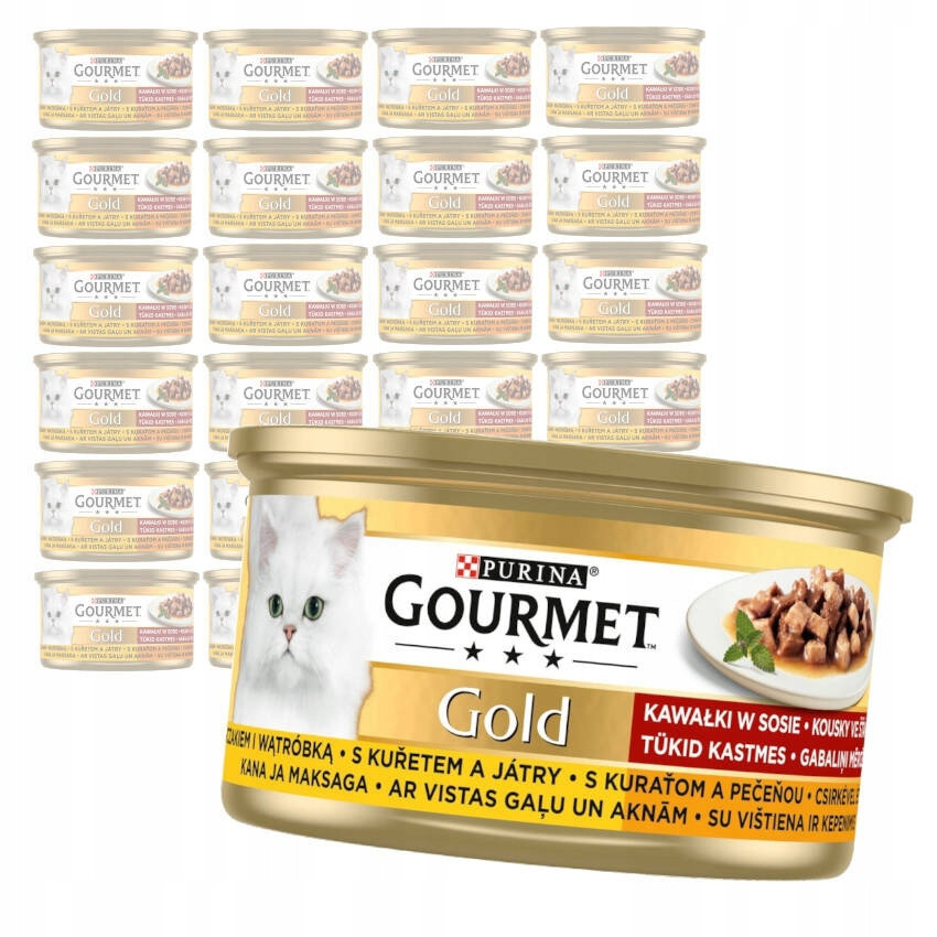 Gourmet Gold 24x85g Mokré Krmivo Pro Kočky s kuřecím masem a játry v omáčce