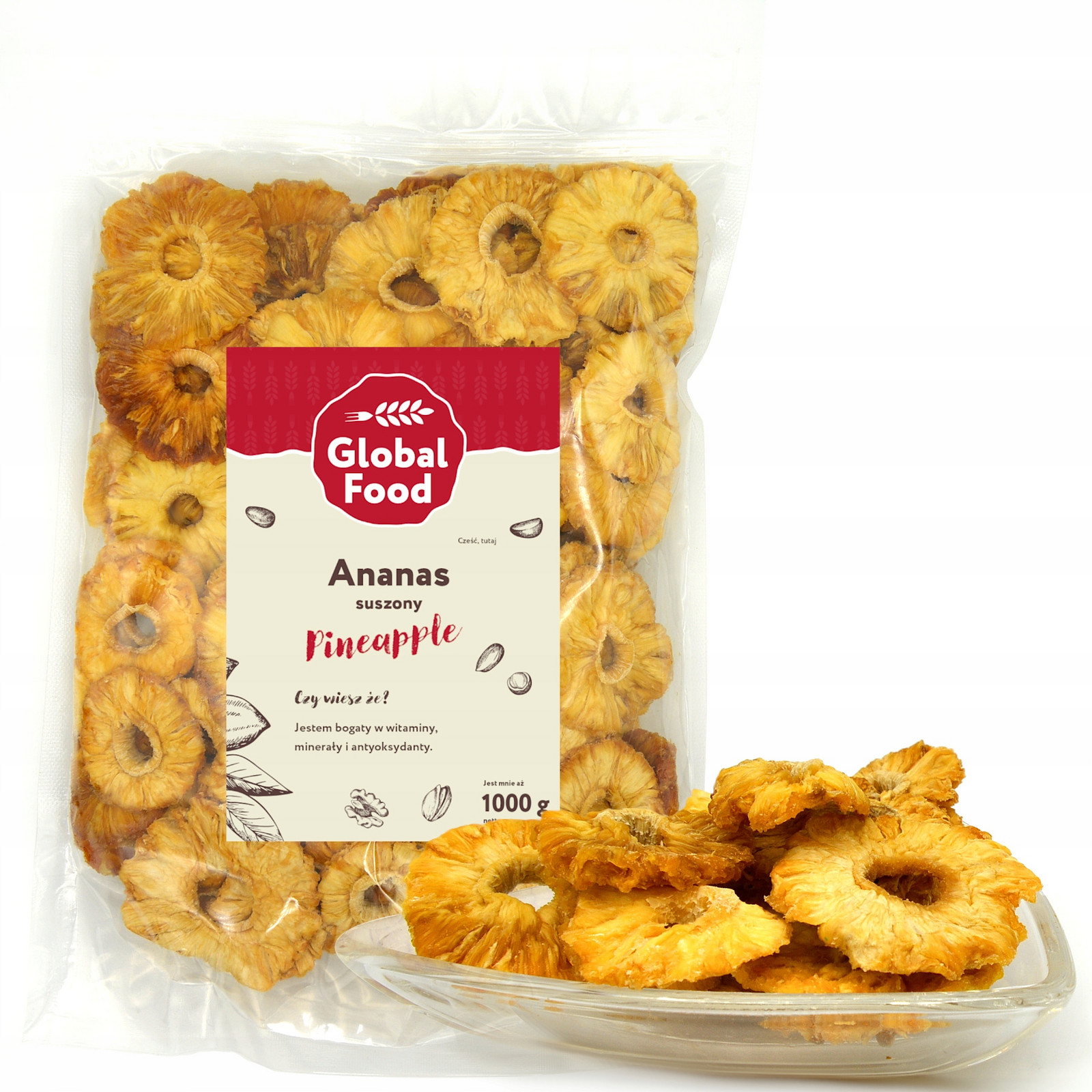 Ananas Sušené Plátky Bez Cukru 1kg (1000g)