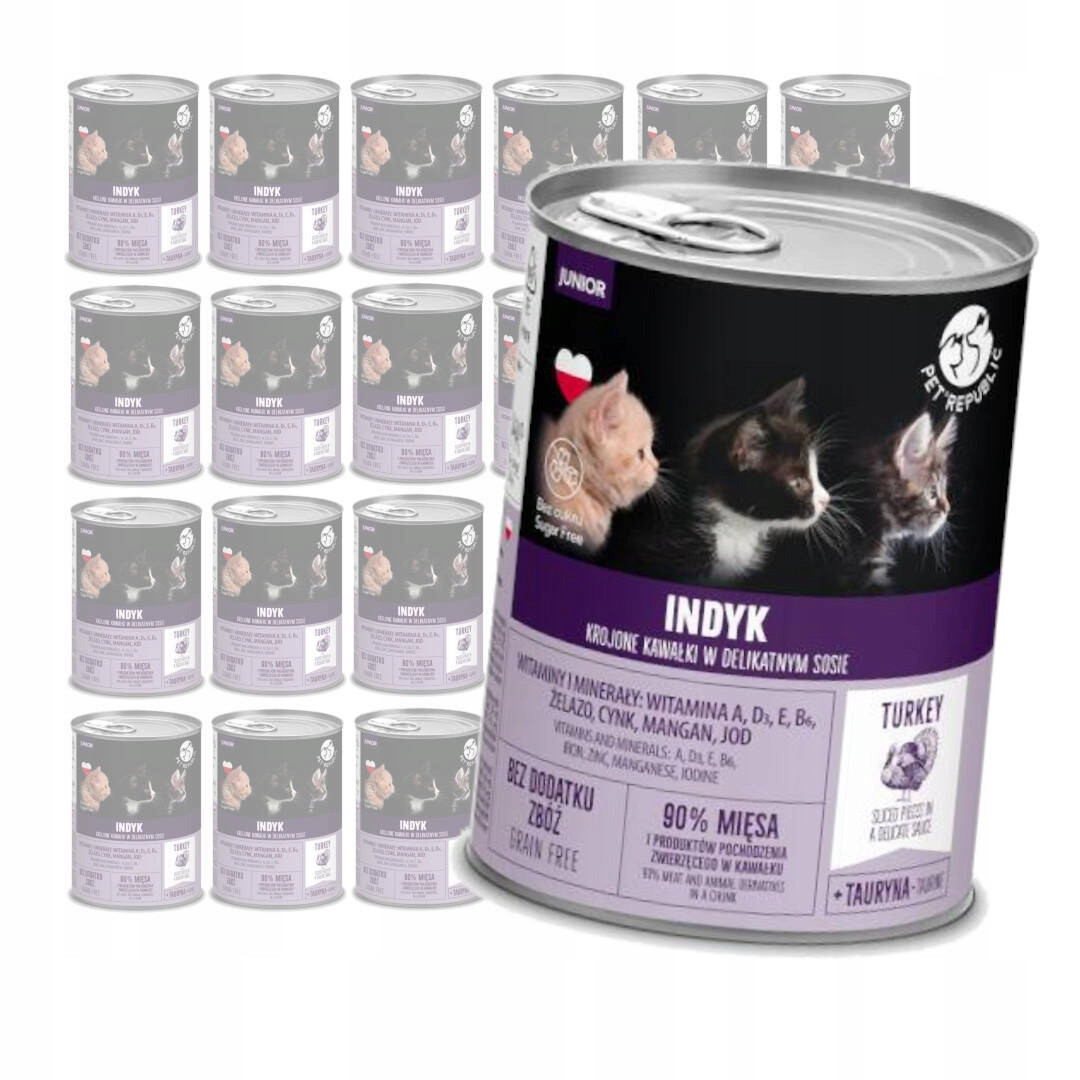 PetRepublic Junior Bezobilné Vlhké Krmivo pro koťata 24x400 g Krůta v omáčce