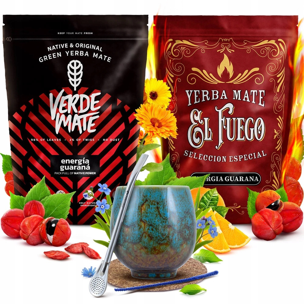 Sada Yerba Mate Verde Mate El Fuego Energie Tykev Bombilla 2x500g 1kg