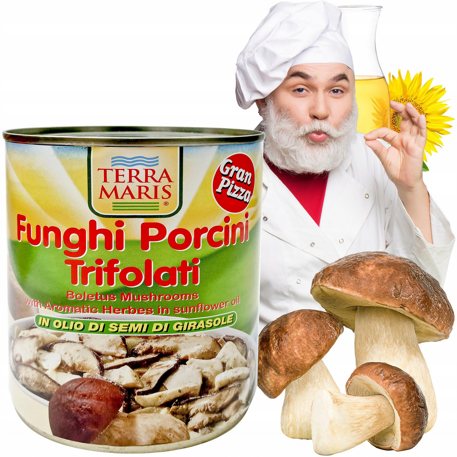 Hříbky s aromatickými bylinkami ve Slunečnicovém Oleji pravé Houby