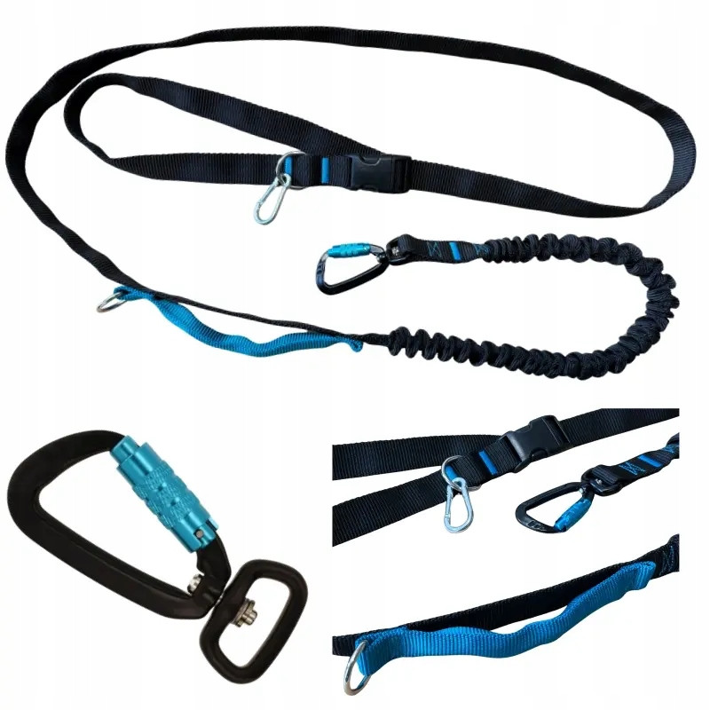 Vodítko s tlumičem Černá Nastavitelná rukojeť 400 kg Zkrácený bederní pás