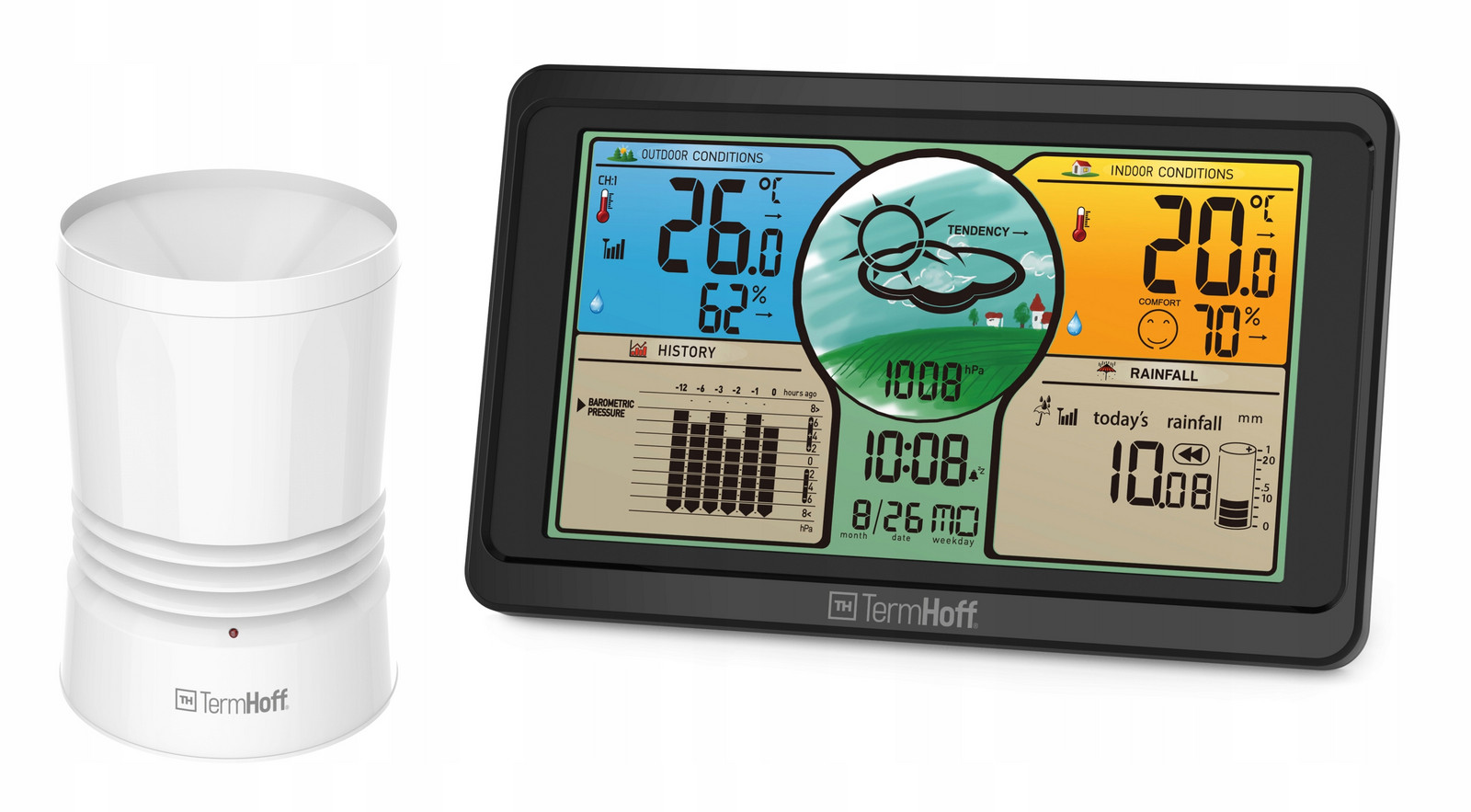 Meteostanice Srážkoměr Barometr Vlhkoměr Kalendář TermHoff TH-WS4R
