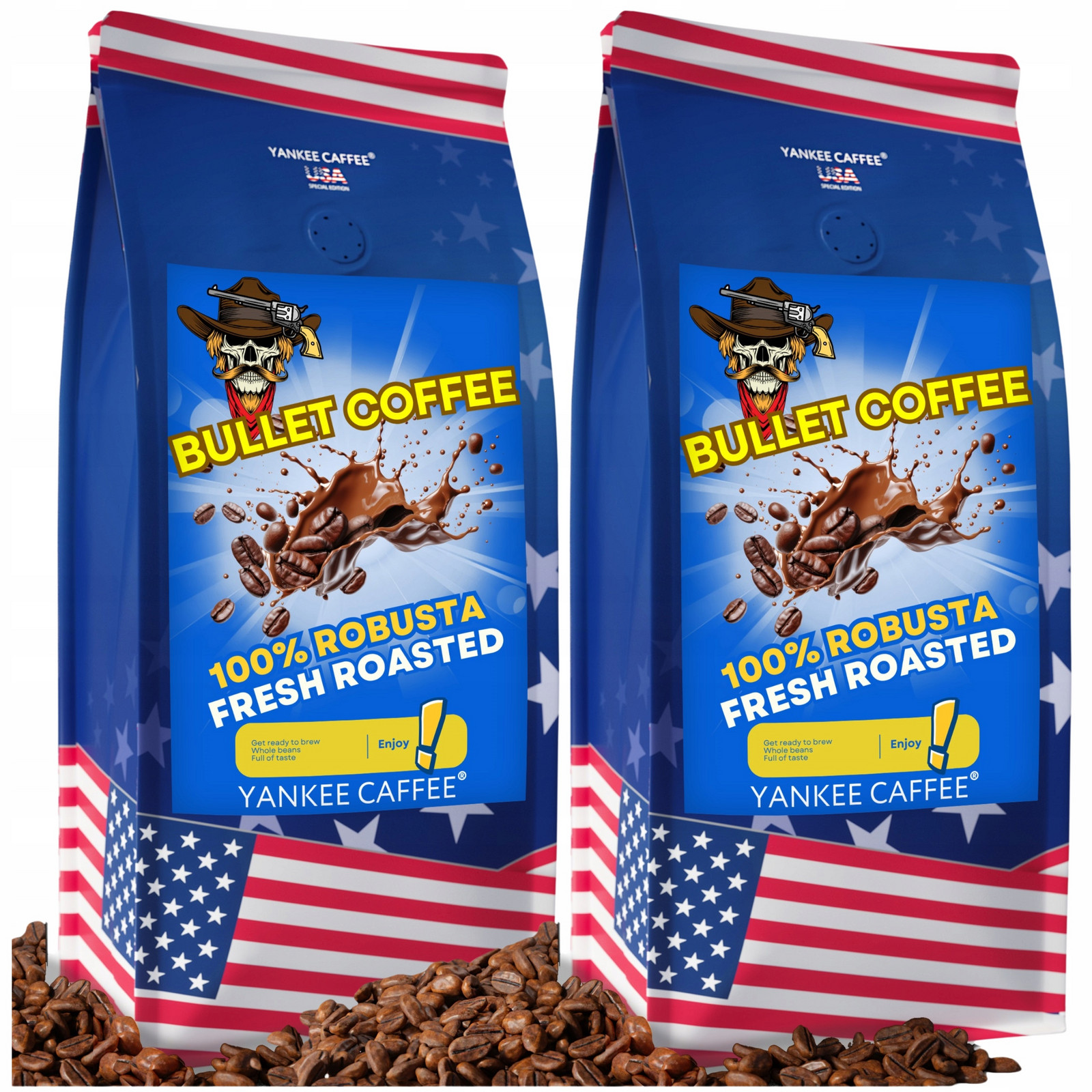 Káva zrnková do kávovaru 2x1kg Čerstvě pražená 100% Robusta Bullet Coffee