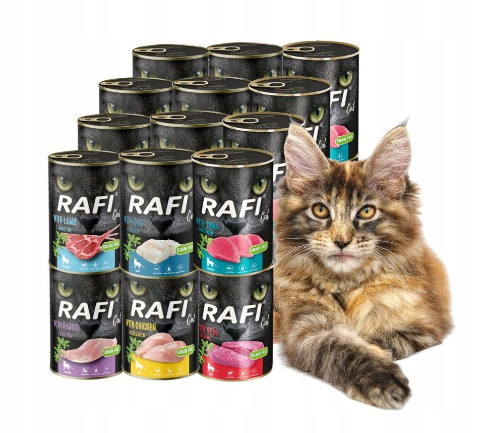 Rafi mokré krmivo pro kočky mix chutí 24x400g Bezobilná Dolina Noteci