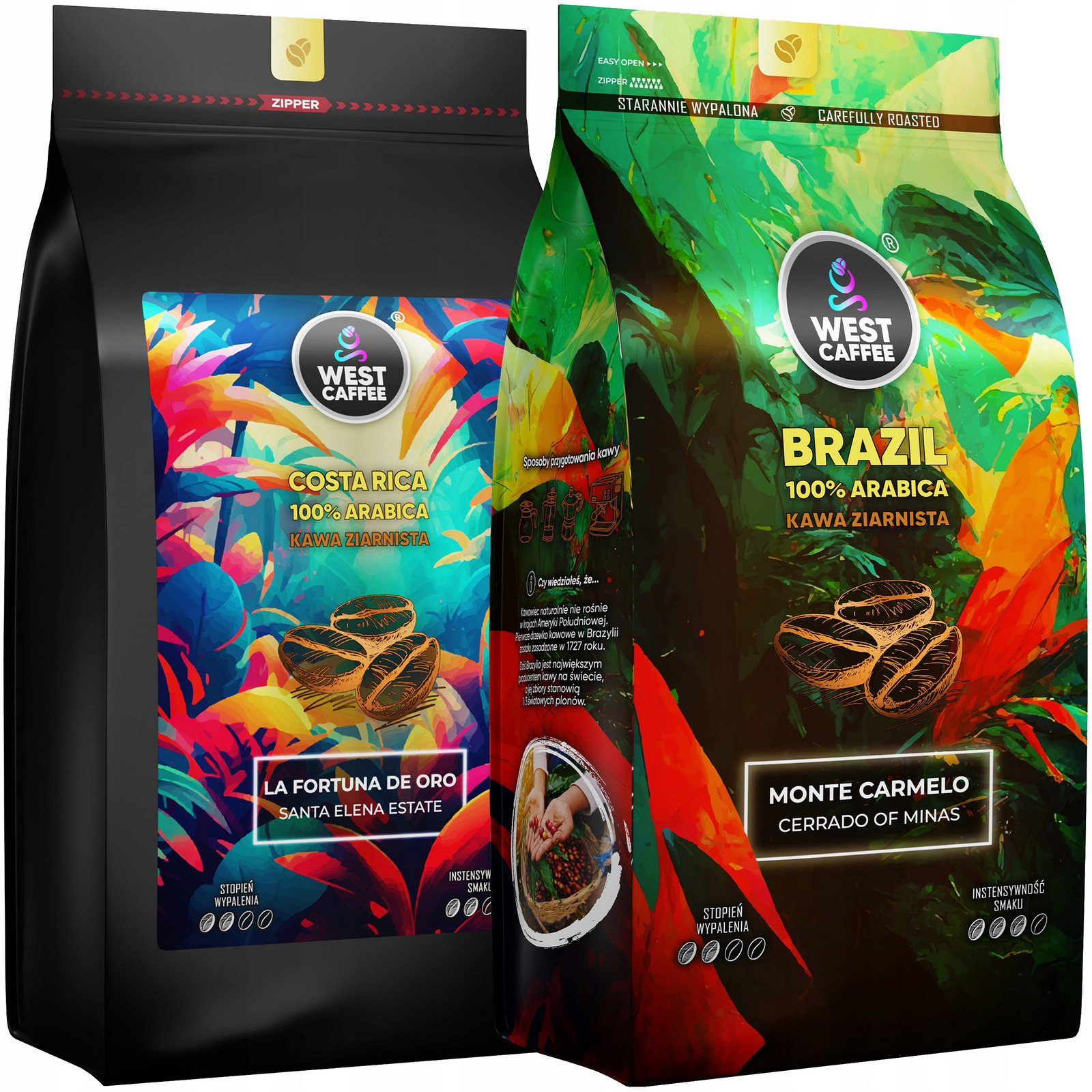 Káva Zrnková Set 2kg Brazílie Kostarika 100% Arabica West Caffee