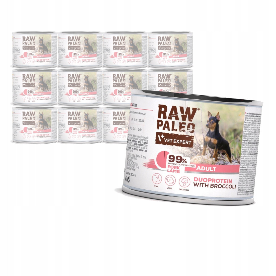 Raw Paleo Adult Duo 12x200g Vlhké Krmivo pro psy Vepřové jehněčí maso
