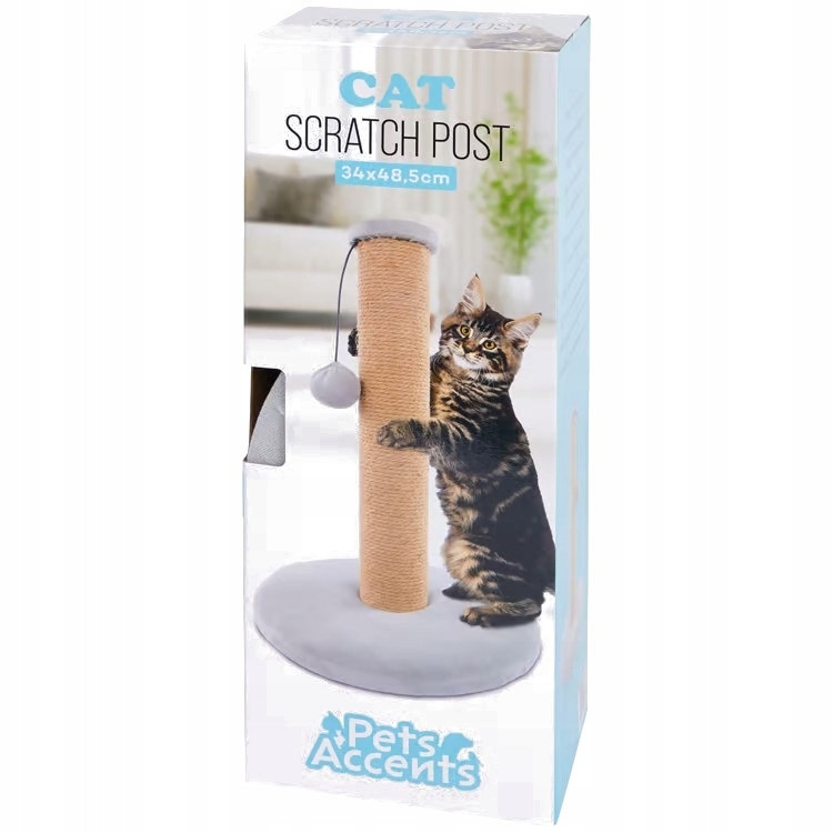 Škrabadlo pro kočky Home Accents 34 x 48,5 cm s míčem na provázku na hraní Šedé