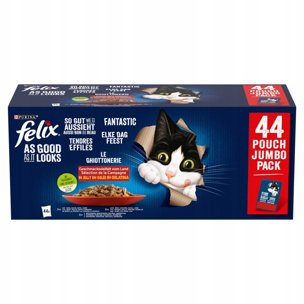 Felix Fantastické Mokré Krmivo Pro Kočky Venkovské chutě v želé 44x85 g