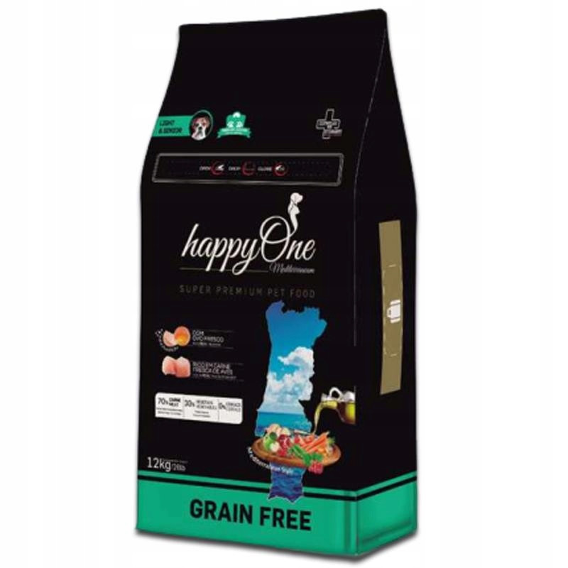 happyOne Grain-Free Mediterraneum Light & Senior pro psí seniory 12 kg