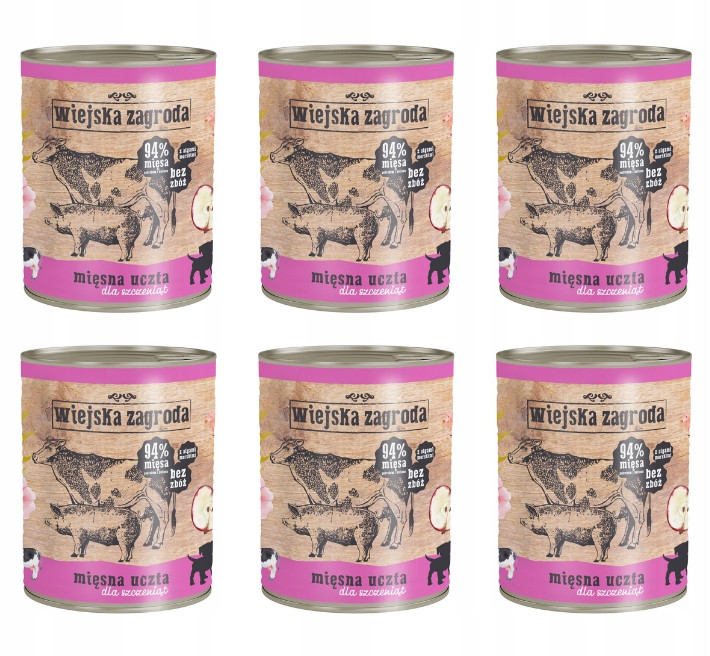 Wiejska Zagroda Krmivo mokré Masová Hostina pro štěňata konzerva 12x800g