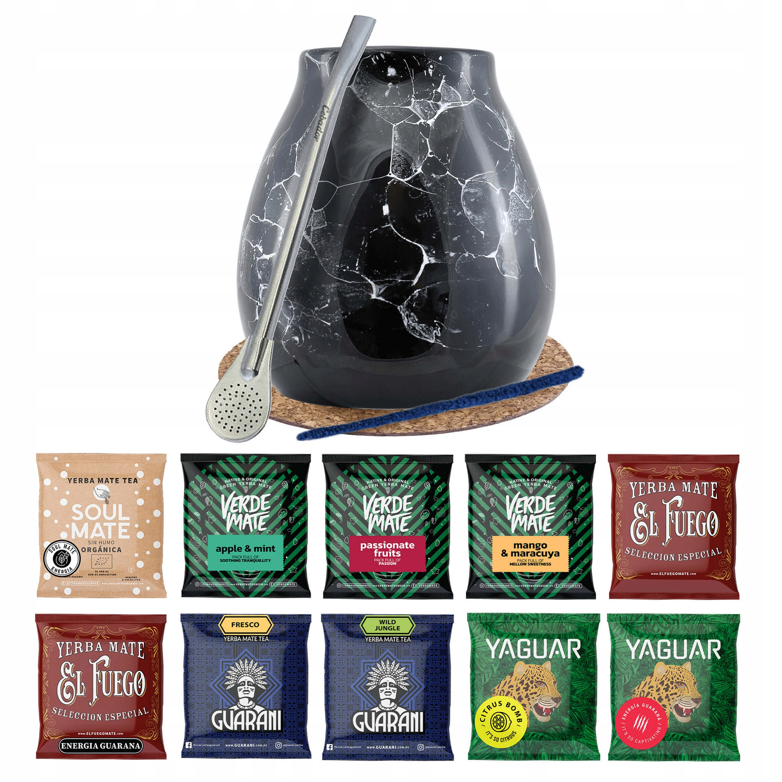 Sada Yerba Mate 10x50g Tykva Marmol Bombilla