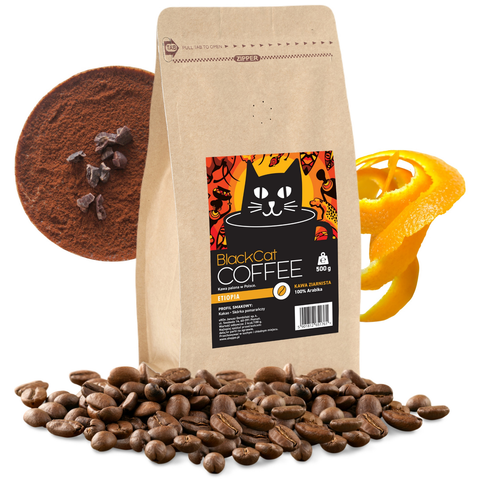 Káva zrnková Black Cat Speciality Etiopie 100% Arabica 500g