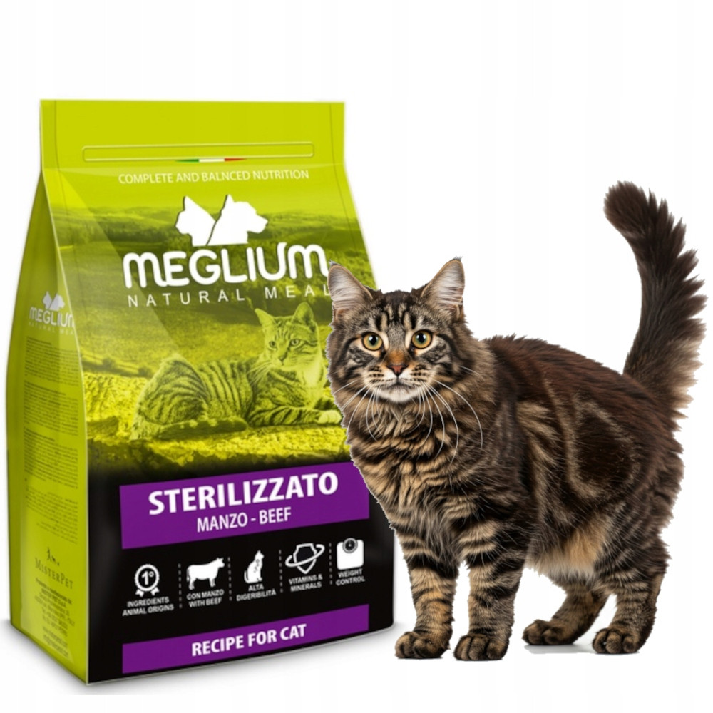 Kastrované hovězí maso pro dospělé kočky Meglium 10 kg