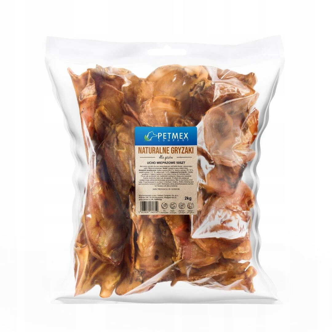 Petmex Vepřové ucho Přírodní Pamlsek Kousátko pro psa 50 Ks.