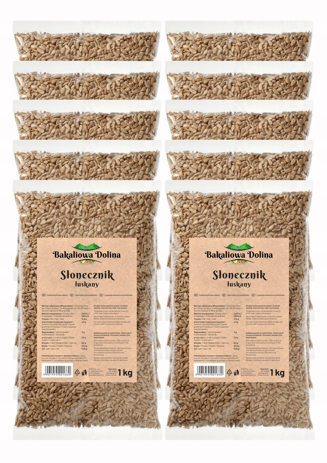 Slunečnicová Semínka Loupaná 10 Kg 10000 G Přírodní Čerstvá Vysoká Kvalita Premium