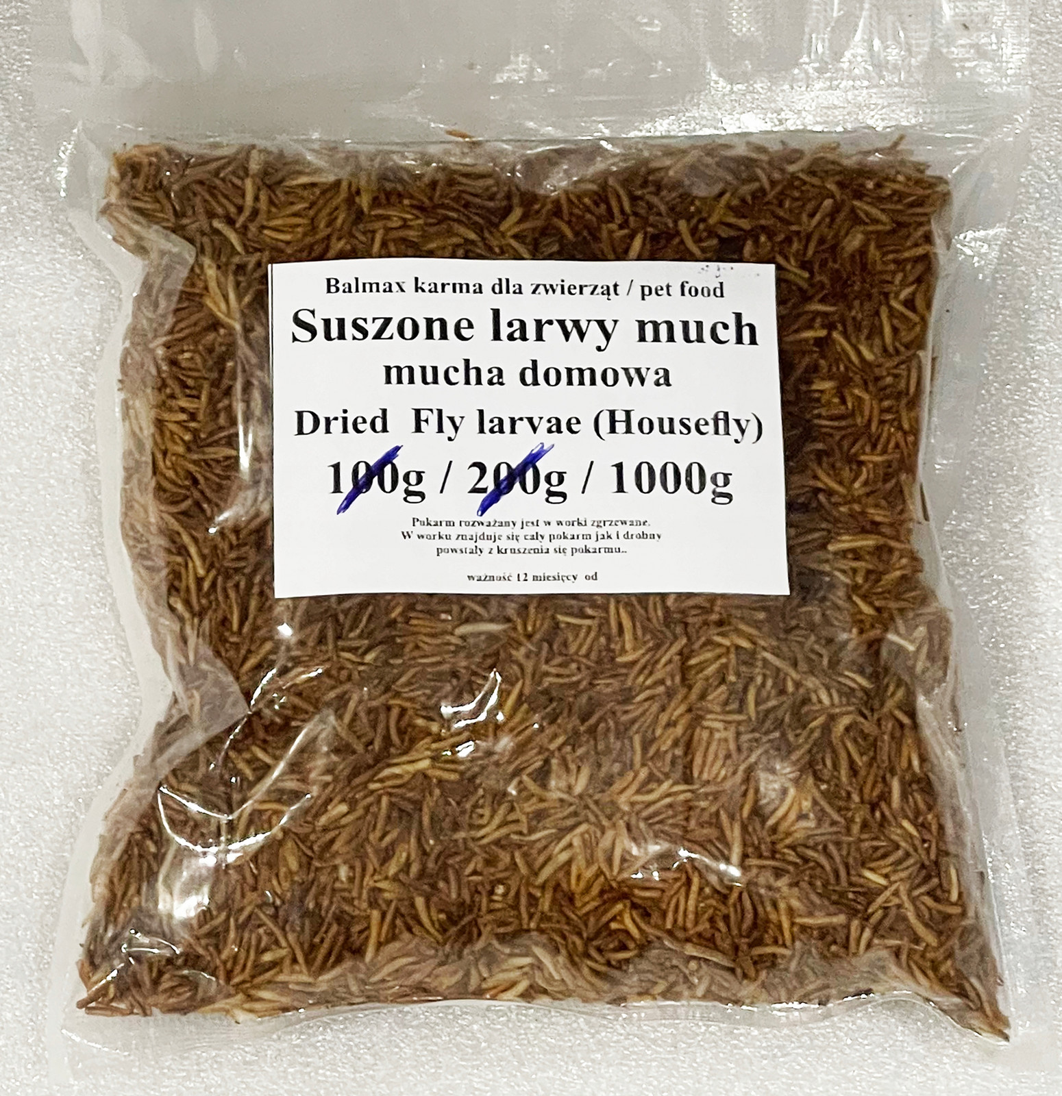 Balmax, Sušené larvy much, moucha domácí, pro plazy, 1kg.,