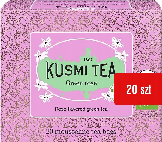 Green Rose Kusmi Tea zelený růžový čaj v sáčku 20 kusů Květinová růže