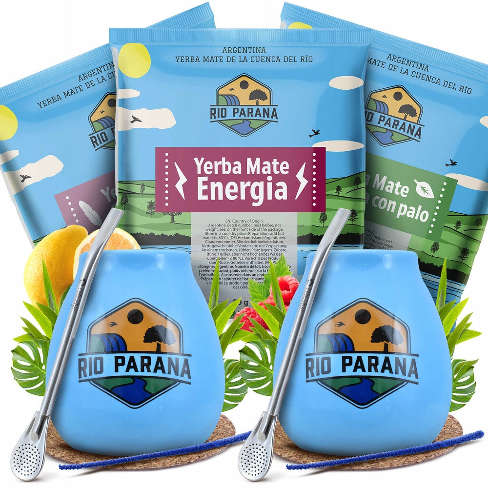 Sada pro dva Yerba Mate Rio Parana tykev a bombilla 3x50g