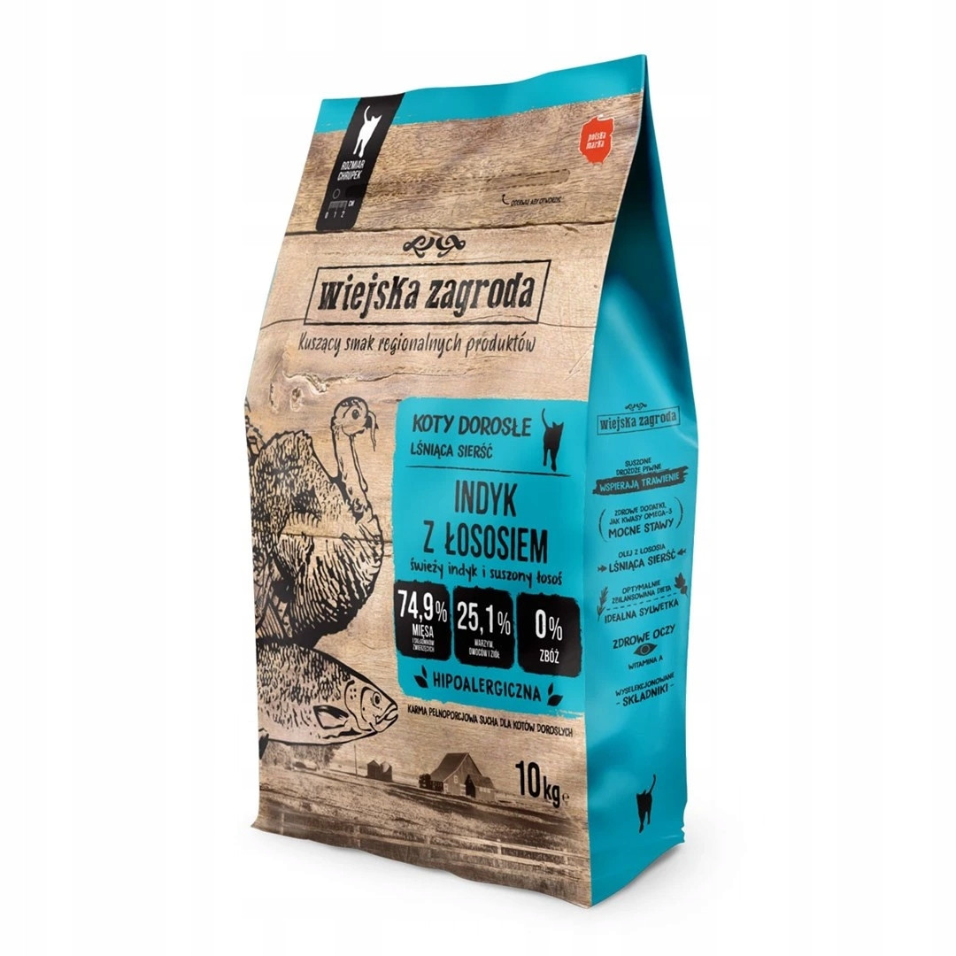 Wiejska Zagroda Krůta s lososem krmivo pro dospělé kočky 10 kg