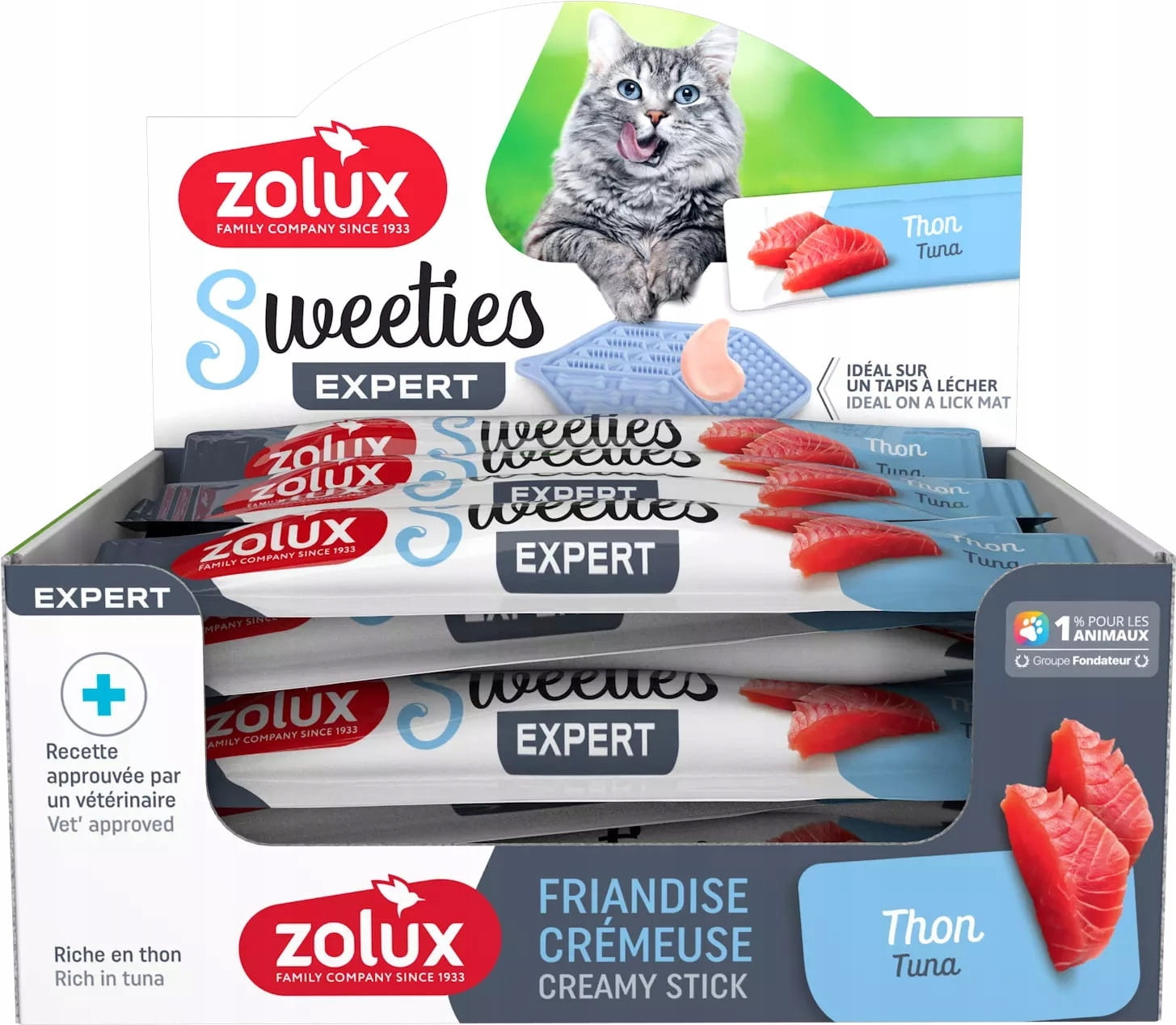 Zolux Pamlsek krémová pro kočky Sweeties s tuňákem 48x14g Box