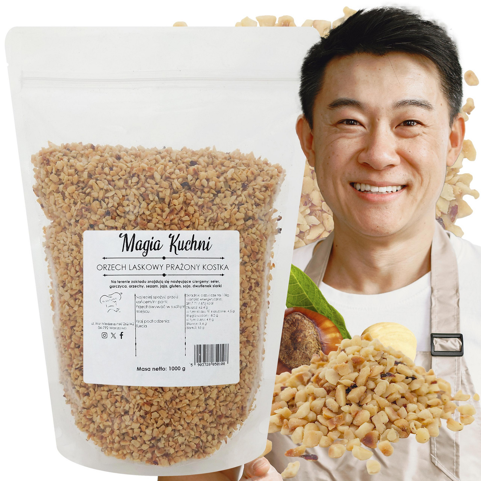 Lískové ořechy Pražená kostka 1KG Krájené