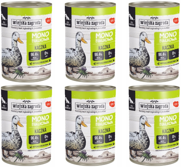 Wiejska Zagroda Monoproteinová Kachna sada 6x400g pro psa