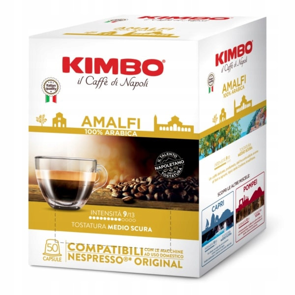 Kávové kapsle značky Kimbo Amalfi kompatibilní s Nespresso 100% Arabika 50