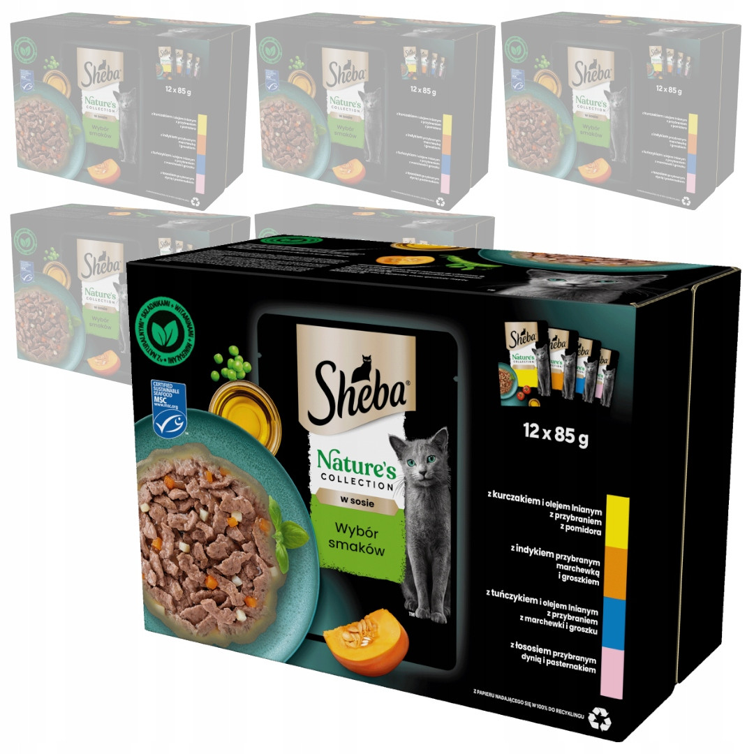 Sheba Nature’s Collection Výběr příchutí 72 x 85 g Mokré Krmivo Pro Kočky v omáčce