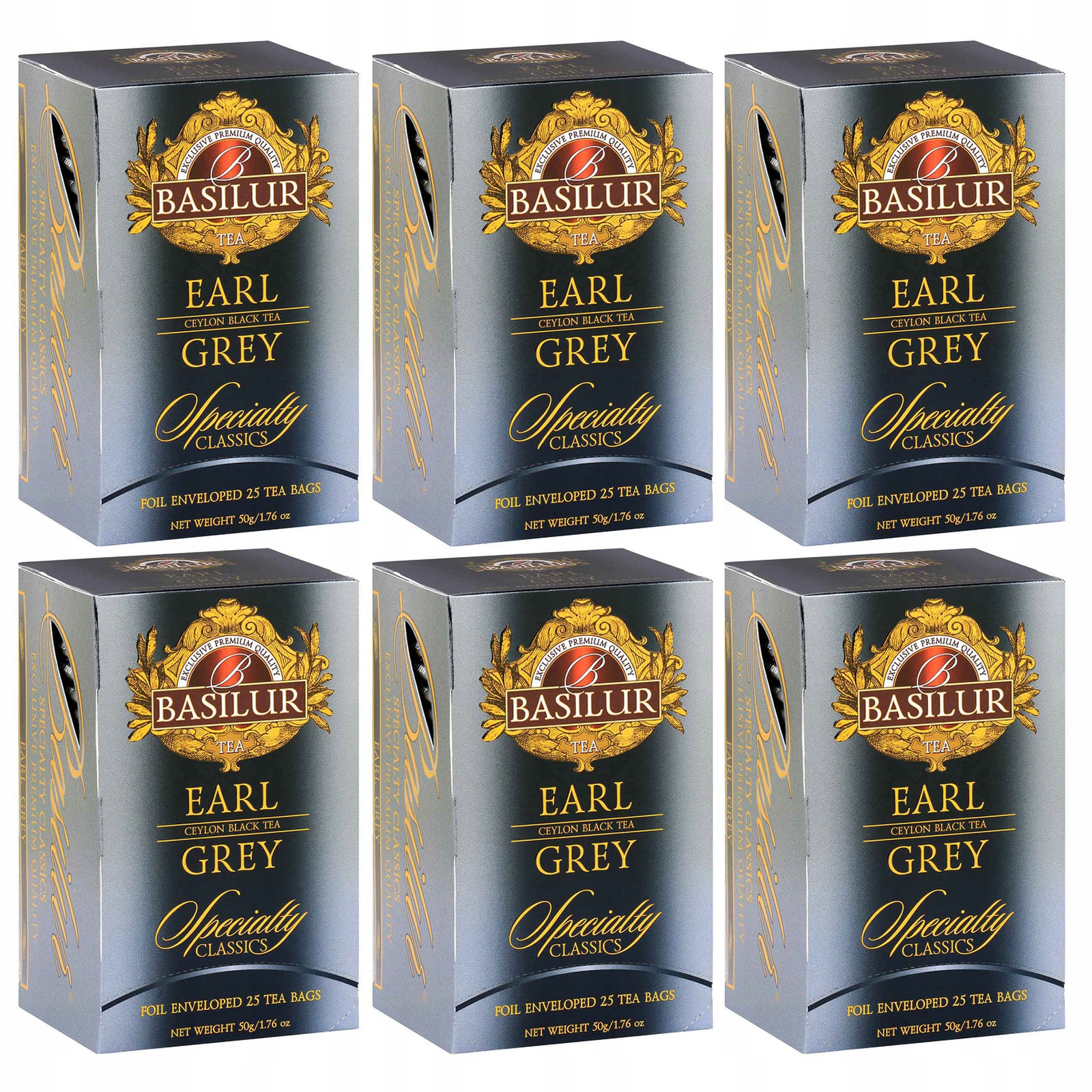 Basilur Earl Grey- Černý čaj s bergamotovým olejem 25x2g x6