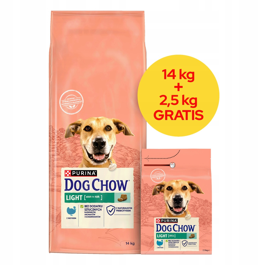 Purina Dog Chow Adult Light Krůta 14 kg 2,5 kg Bonus Suché Krmivo pro psy
