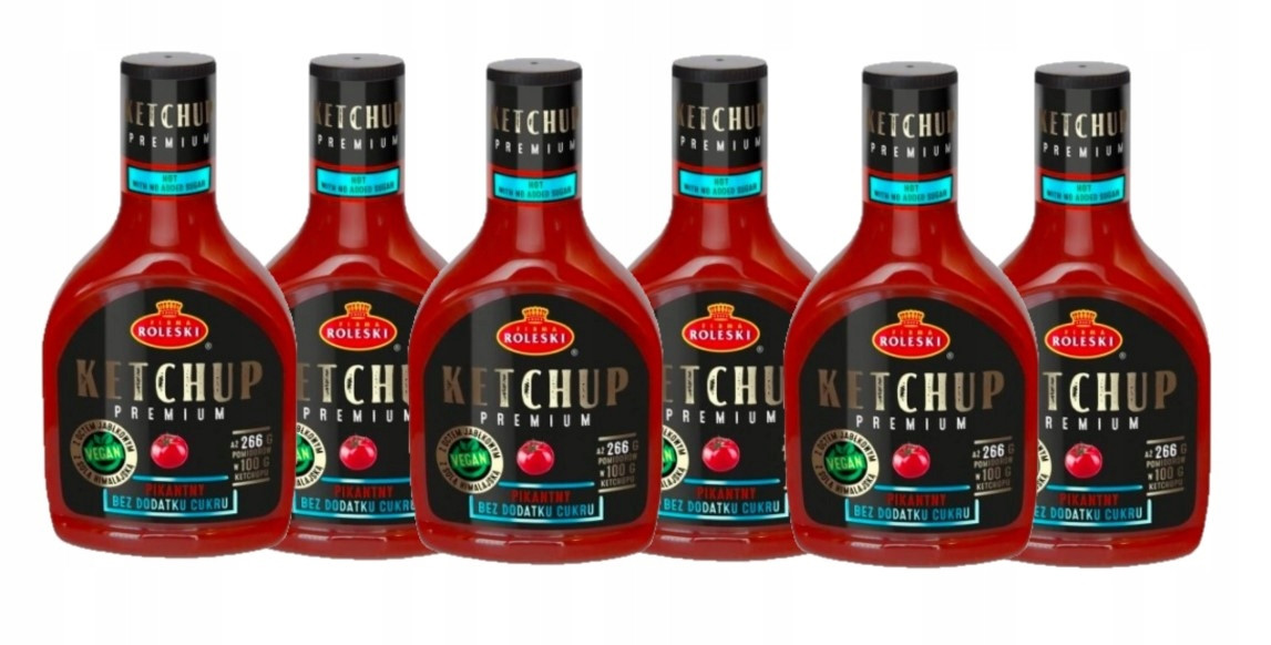 Roleski kečup Pikantní bez přidaného cukru 425g Sada 6 x 425g