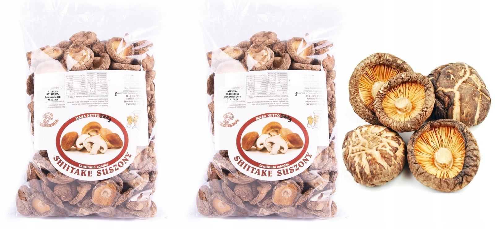 Shitake (Poku) Lux Klobouky 1kg Atest 2024 Nová Sklizeň sušené houby