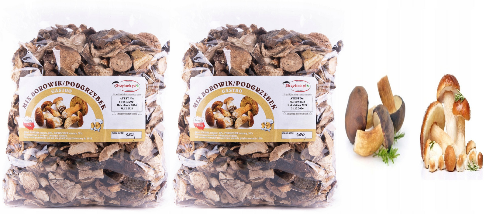 MIX Hříbek+podhoubek Gastro 1kg Pl Atest 2024 Nová Sklizeň sušené houby