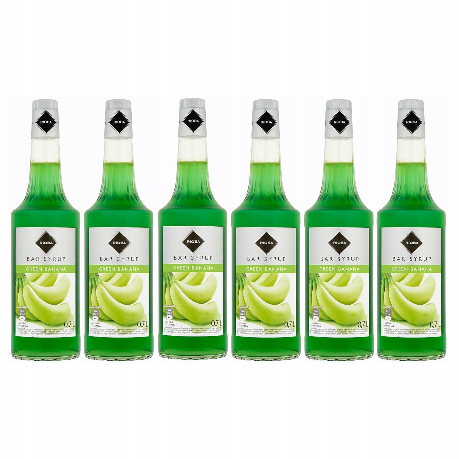 6x barmanský sirup Rioba Zelený Banán 0,7 l