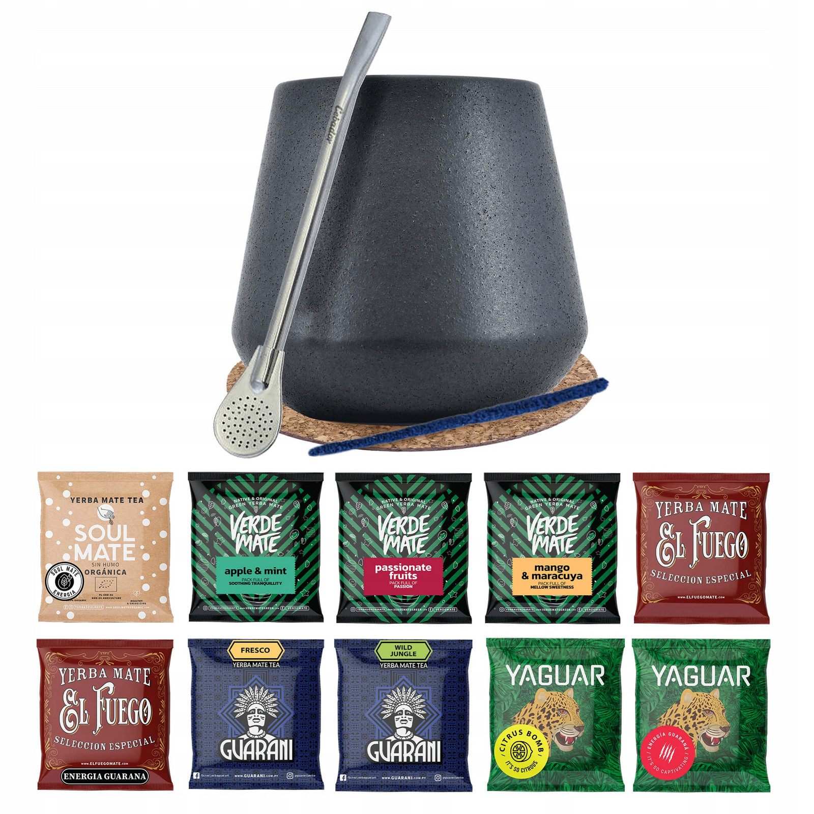 Sada Yerba Mate 10x50g Tykwa Bombilla 500g