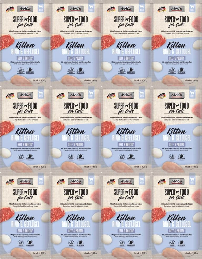 MAC's Cat kapsička Kitten Hovězí Drůbež 12 sáčků 100 g