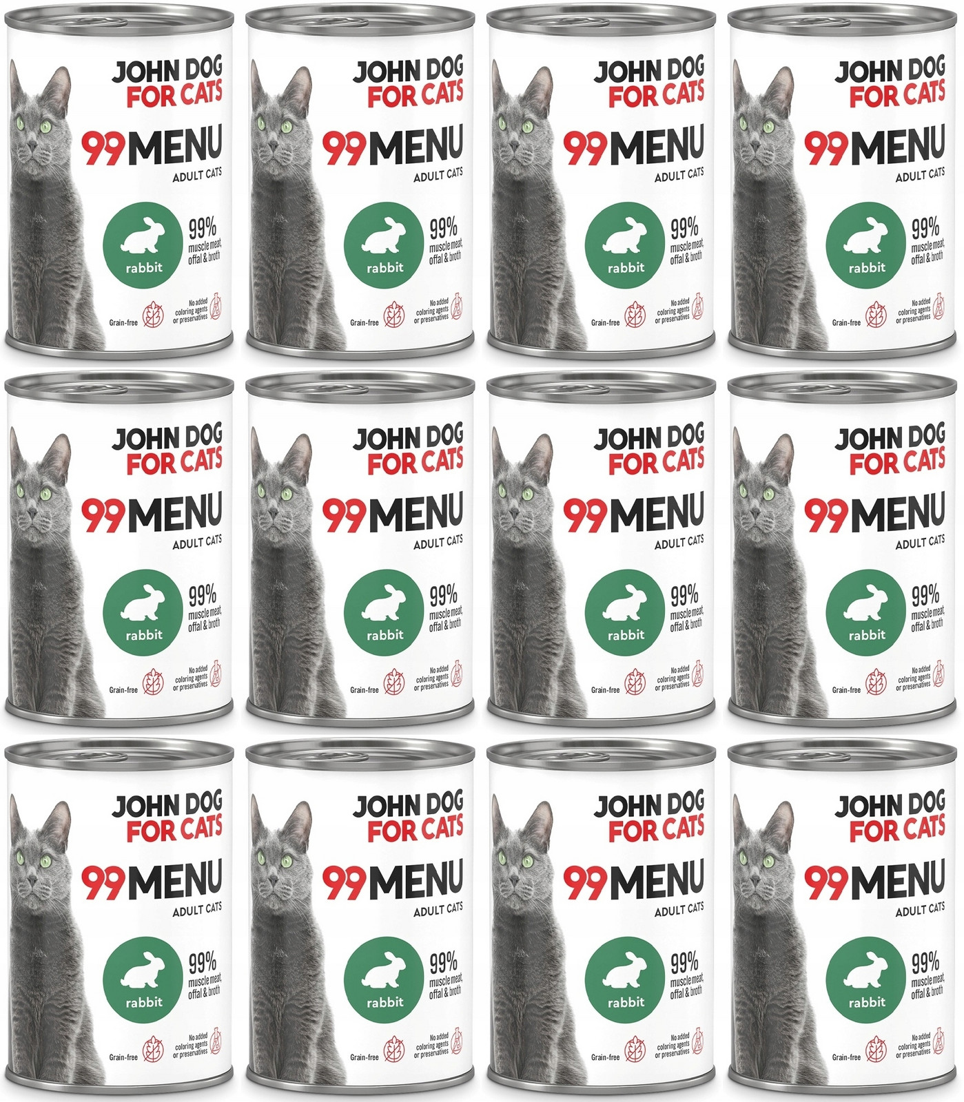John Dog For Cats 99 Menu s Králíkem 12 x 400 g