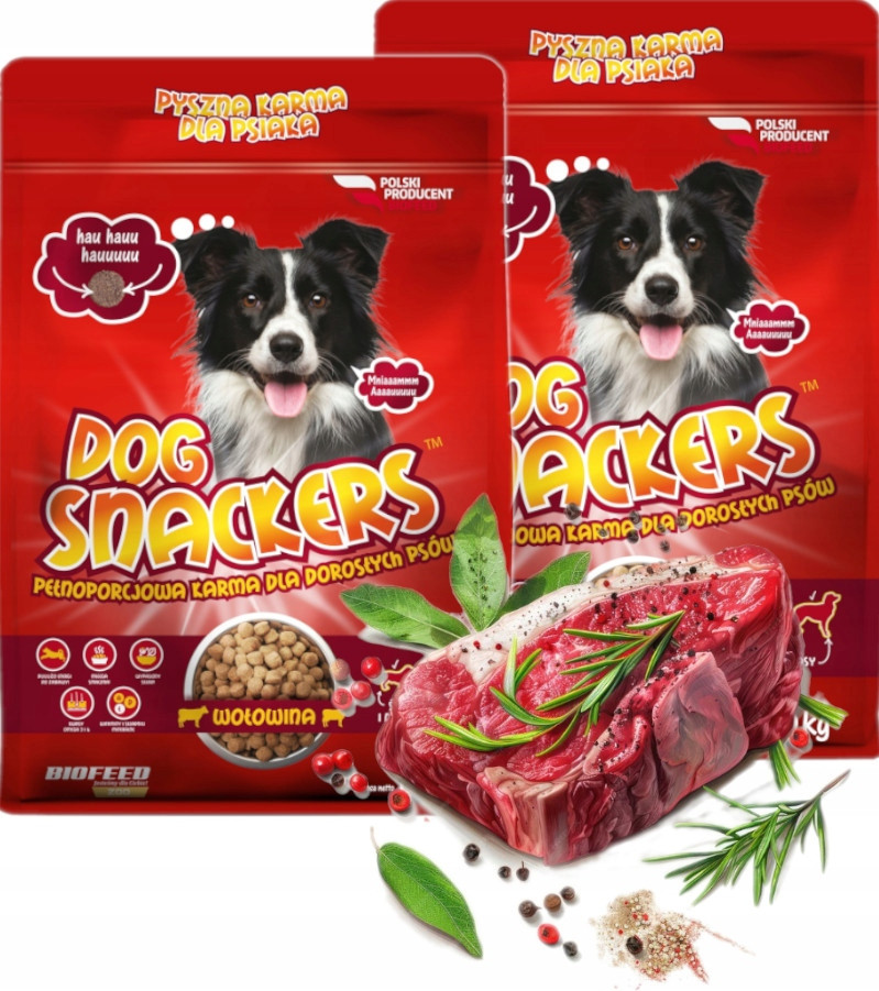 Suché Krmivo pro psy Hovězí Maso Biofeed Snackers Labrador Ovčák Golden 20 kg